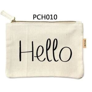 "Hello" canvas zipper eco pouch bag PCH010
